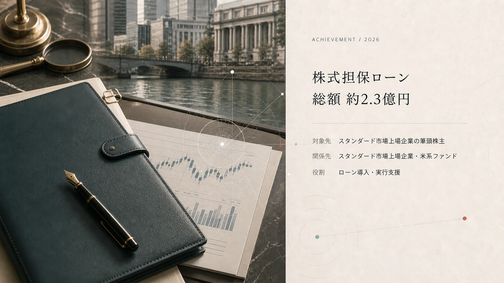 スタンダード市場上場企業株式を活用した総額約2.3億円の株式担保ローン
